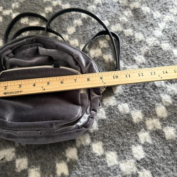 Velvet Mini Backpack Womens Small Gray Black Convertible Straps Purse Bag Casual - Picture 9 of 9